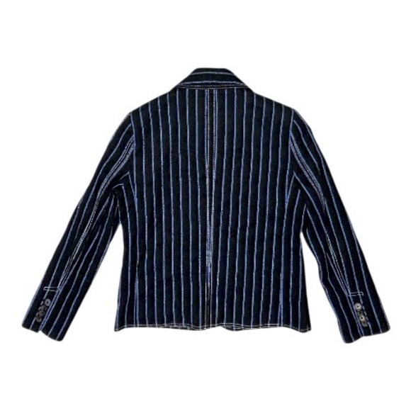Derek Lam 10 Crosby Black Blue Pinstripe Blazer Jacket Womens Size 4 - Picture 2 of 7